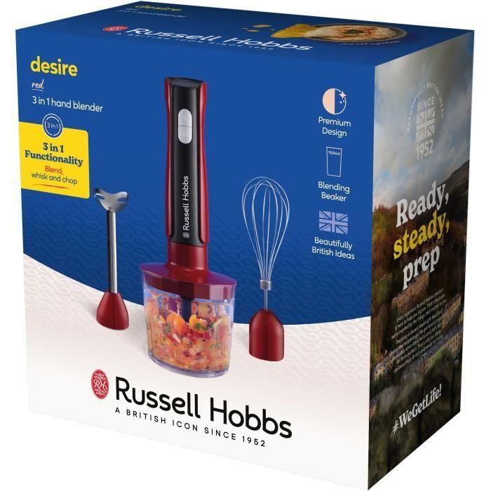 Batidora de mano - RUSSEL HOBBS - Desire Red - 500 W - 2 velocidades + Pulse - Roja 5 Batidora de mano - RUSSEL HOBBS - Desire Red - 500 W - 2 velocidades + Pulse - Roja 5