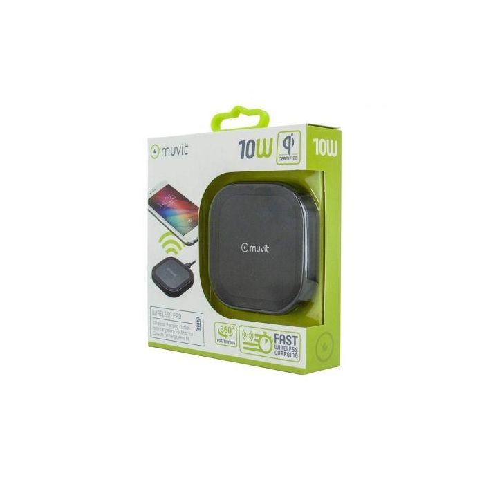 CARGADOR INALAMBRICO MUVIT MUWIR0007 - QI10W - 5W/10W - 2A - LED INDICADOR CARGA - NEGRO 3