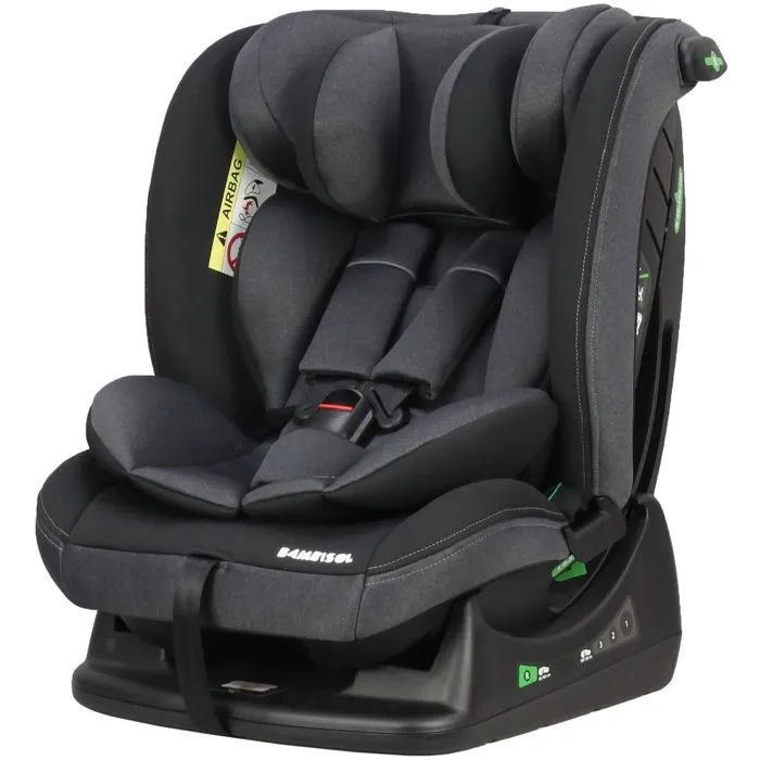 Bambisol Silla de Coche Reversible AY913PLUSN, Grupo 0+/1/2/3, I-Size, Reclinable con Reductor, Color Negro