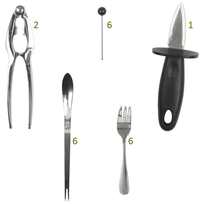 Home Deco Factory Juego De 22 Piezas Marisco Inoxidable - Cuchillo Ostras, Tenedores Ostras, Pinzas Crustáceos y Pinchos 4