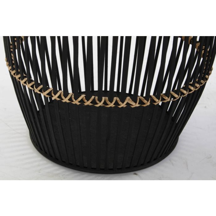 DKD Home Decor Cesta Colección Johari Colonial Bambu Negro Natural 38 x 39 x 38 cm Set 3 Piezas 2