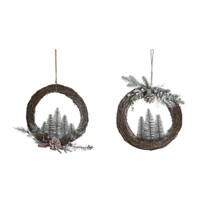 Corona de Navidad DKD Home Decor Natural Mimbre Piña Nevado 32 x 7 x 32 cm (2 Unidades) Corona de Navidad DKD Home Decor Natural Mimbre Piña Nevado 32 x 7 x 32 cm (2 Unidades)