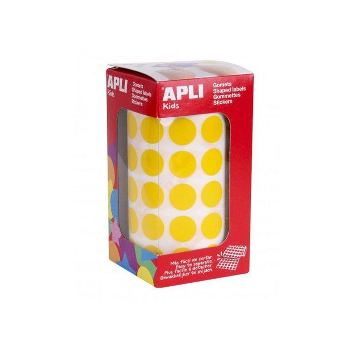 Apli Gomets Redondos 15 mm Amarillo - Rollo 2832 Unidades