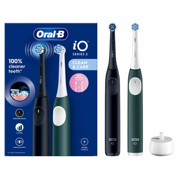 Cepillo de Dientes Eléctrico Oral-B IO2 DUO Negro Verde (2 Unidades)