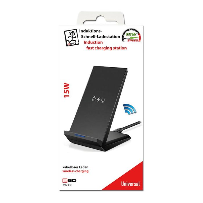 2GO 797330 Cargador Inalámbrico Fast Charging 15W Negro - Carga Rápida, USB, 5-9V, para Smartphone 2GO 797330 Cargador Inalámbrico Fast Charging 15W Negro - Carga Rápida, USB, 5-9V, para Smartphone