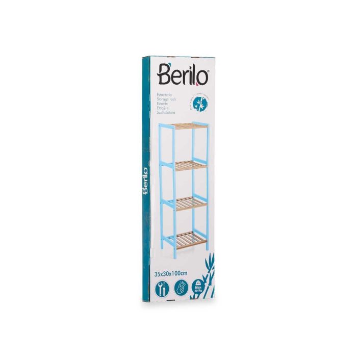 Estantería Cuadrada 4 Estantes Bambú Azul Berilo 35x100x30 cm 2 Estantería Cuadrada 4 Estantes Bambú Azul Berilo 35x100x30 cm 2