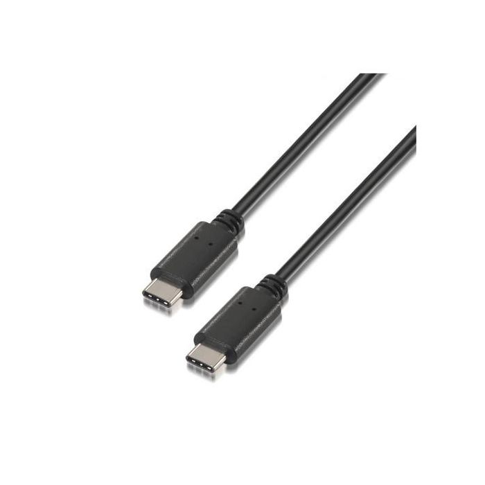 Aisens Cable USB 2.0 Tipo C-M a C-M 3A Carga Rápida 0.5m Negro