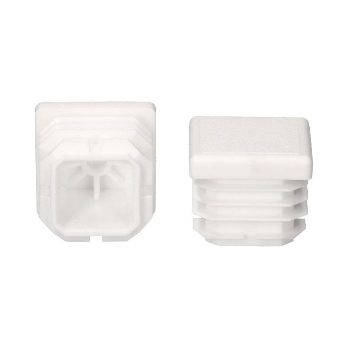 Contera interior cuadrada con aleta 25x25mm blanca Contera interior cuadrada con aleta 25x25mm blanca
