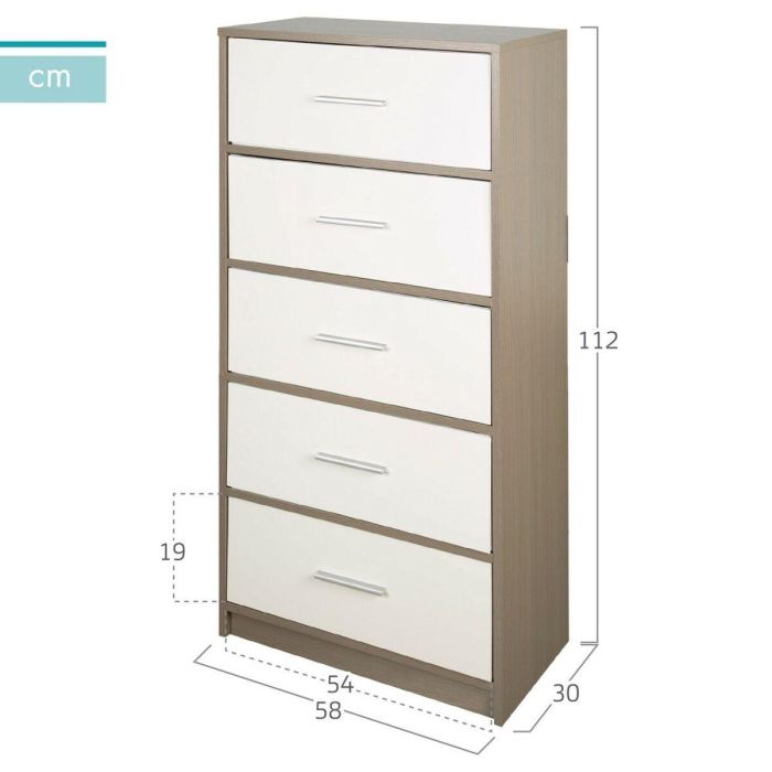 Cómoda Max Home Blanco Gris Moderno 58 x 112 x 30 cm 3 Cómoda Max Home Blanco Gris Moderno 58 x 112 x 30 cm 3