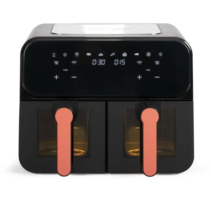 Livoo Freidora sin aceite DOC316 - Acero Inoxidable, 9 L, 2400 W, 7 Programas, Temperatura Regulable