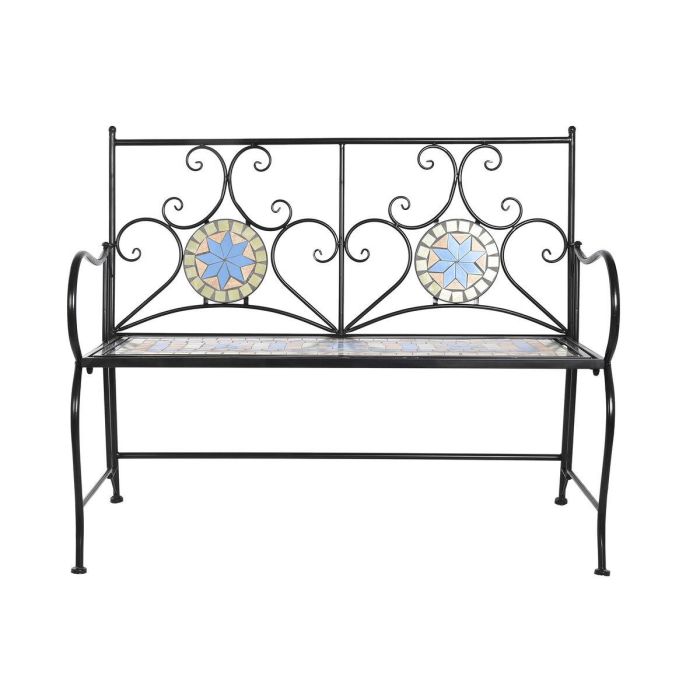 Banco DKD Home Decor Negro Multicolor Mosaico 111 x 54 x 88 cm 5 Banco DKD Home Decor Negro Multicolor Mosaico 111 x 54 x 88 cm 5