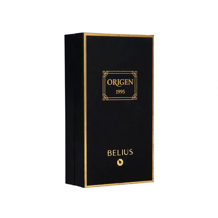 Belius Origen 1995 Pluma Estilográfica y Tinta Negra, Aluminio Cepillado Negro, Sistema Embolo, Grosor M, Caja Regalo 2