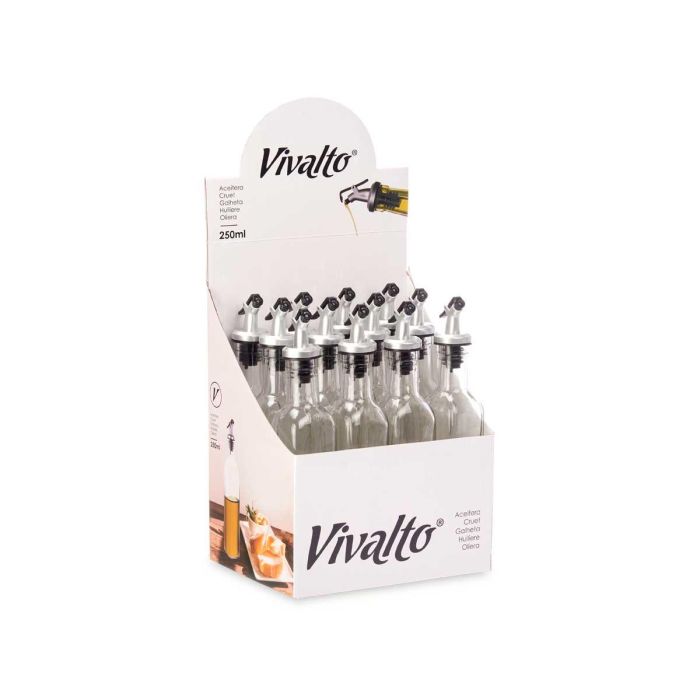 Aceitera Vidrio Tapon Dosificador 250 Ml Vivalto 5X24CM (24 Unidades) 2 Aceitera Vidrio Tapon Dosificador 250 Ml Vivalto 5X24CM (24 Unidades) 2