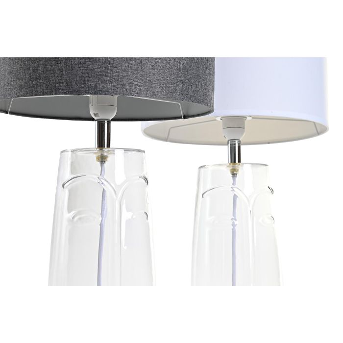 Lampara Sobremesa Moderno DKD Home Decor Blanco Gris Claro 30 x 54 x 30 cm (2 Unidades) 2 Lampara Sobremesa Moderno DKD Home Decor Blanco Gris Claro 30 x 54 x 30 cm (2 Unidades) 2