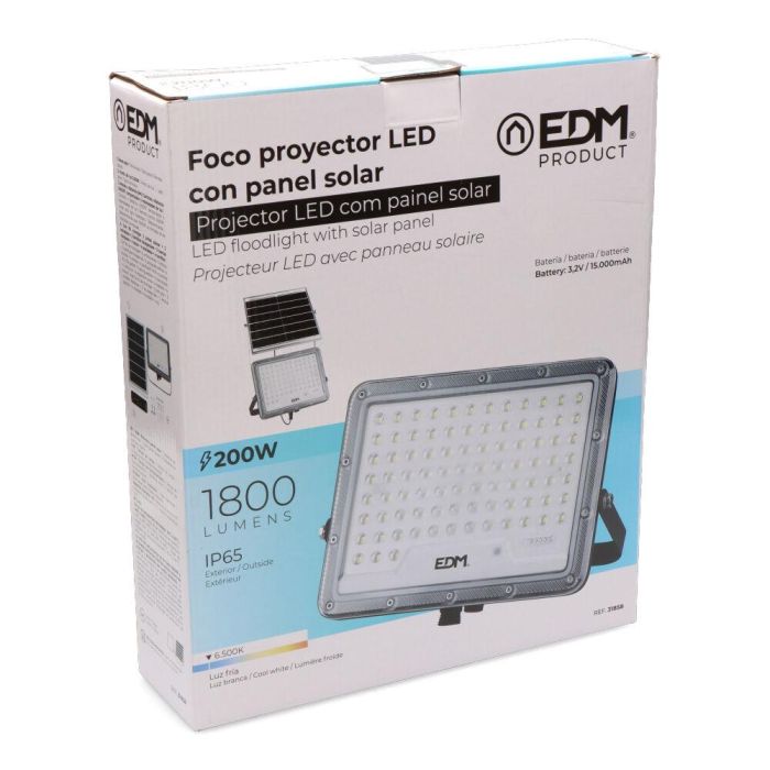 Foco proyector solar slim 200 W 1.800lm 6.500k 4 Foco proyector solar slim 200 W 1.800lm 6.500k 4
