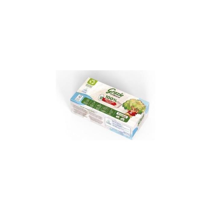 GRAZIE NATURAL Pañuelos Faciales Triple Capa Bio 80 Uds. Suaves, Extra Resistentes, Súper Absorbentes, EcoNatural