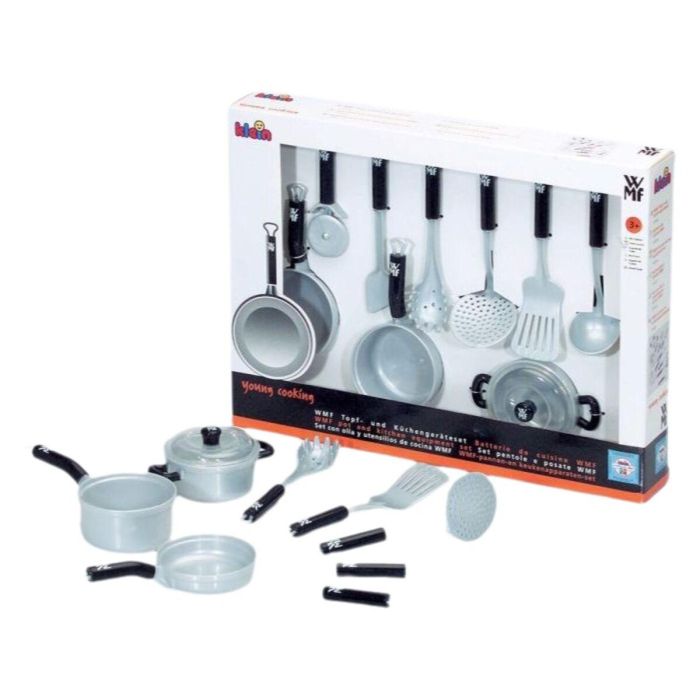 Klein Set Utensilios de Cocina Completos para Niñas - Réplica WMF - Incluye cacerola, sartén, cucharón, espátula - Edad +3 años 1