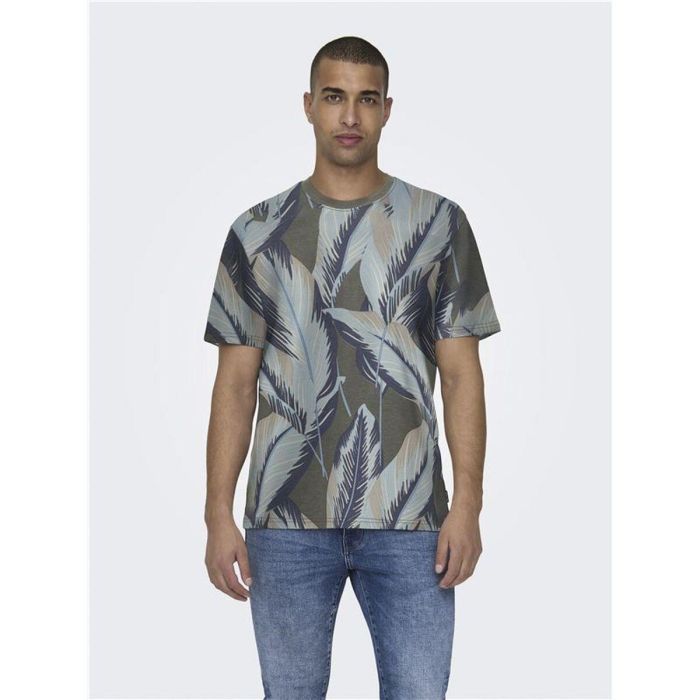 Camiseta de Manga Corta Hombre Only & Sons Onskobe Reg Banana Leaf Oliva 1
