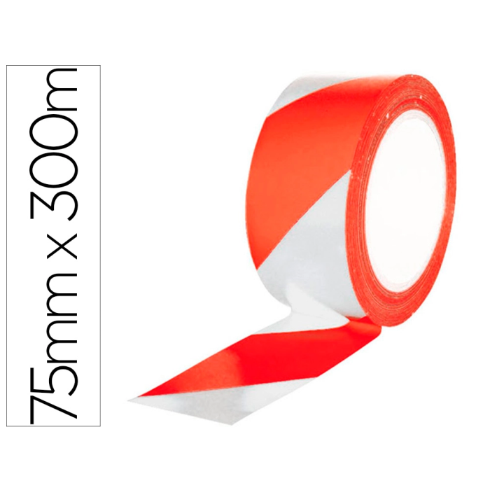 Q-connect Cinta de señalización no adhesiva de polipropileno, rojo y blanco, 300 mt x 75 mm 0 Q-connect Cinta de señalización no adhesiva de polipropileno, rojo y blanco, 300 mt x 75 mm 0