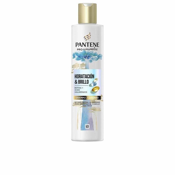Pantene Miracle Hidratación y Brillo Champú Pro-V con Biotina y Ácido Hialurónico Anti-encrespamiento Cabello Seco 250 ml