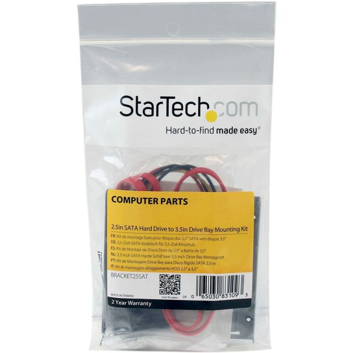 Adaptador SSD Startech BRACKET25SAT Blanco Negro 2,5" 2.5" 1 Adaptador SSD Startech BRACKET25SAT Blanco Negro 2,5" 2.5" 1