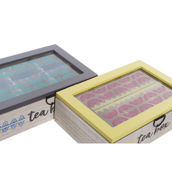 DKD Home Decor Caja Infusiones Colonial África Gres Azul Turquesa 4 Unidades Surtidas MDF Cristal 23x15x7 cm 1 DKD Home Decor Caja Infusiones Colonial África Gres Azul Turquesa 4 Unidades Surtidas MDF Cristal 23x15x7 cm 1