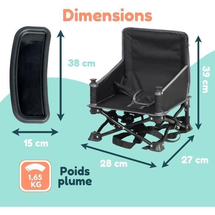 Bambisol Elevador de Bebé Portátil Convertible en Silla Infantil Plegable Compacto con Bandeja Extraíble y Bolsa de Transporte, 6-36 Meses 1