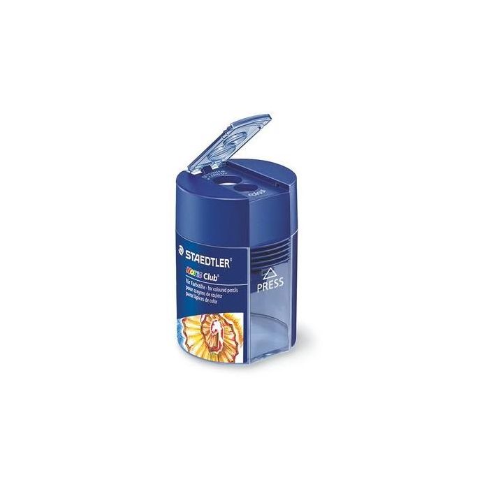 STAEDTLER Sacapuntas manual doble Noris Club redondo azul con 2 orificios para lápices de 8.2 mm a 1.02 cm