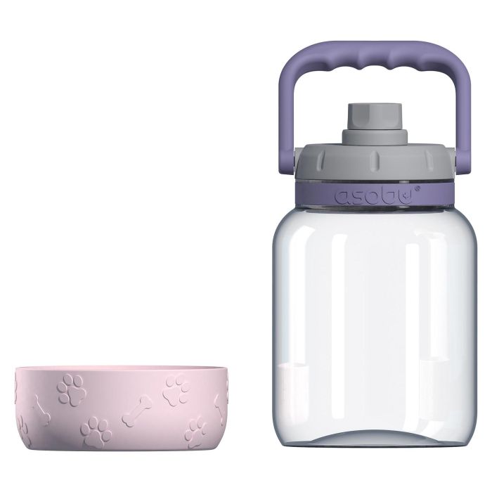 Asobu The Barkley - Botella Tritan para Perro 1.5L con Comedero, Interior/Exterior, Color Rosa, Sin BPA
