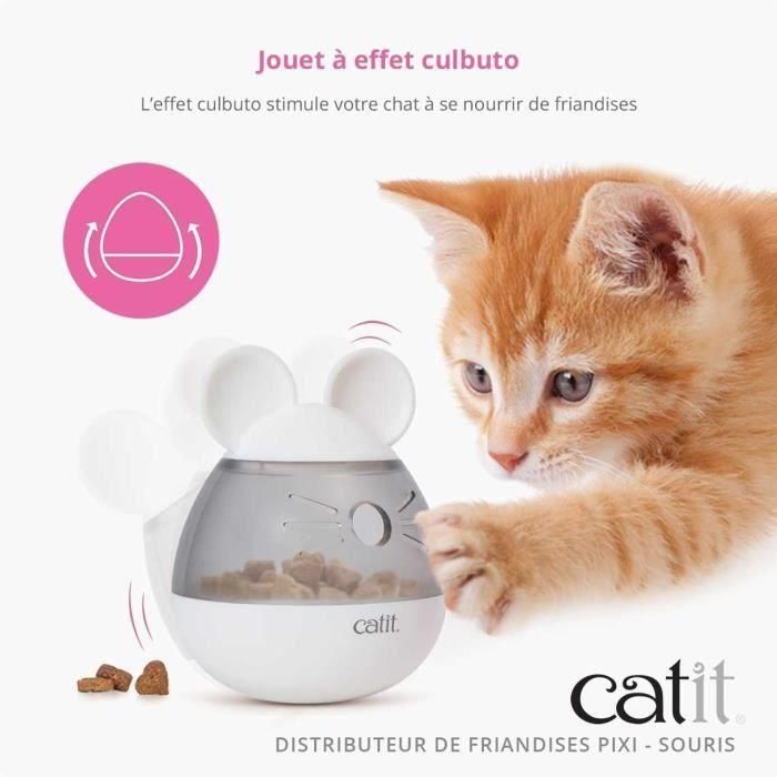Catit AAAOT90314 Dispensador de Golosinas para Gatos Pixi con Diseño de Orejas de Ratón, Color Blanco 1