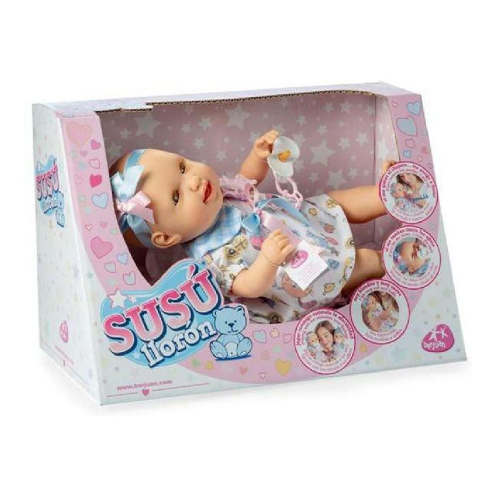 Berjuan Muñeco Llorón Baby Susu Niño 38cm con Chupete, Interactivo que Emite Sonidos, Incluye Pilas, para Bebés +0 Meses Berjuan Muñeco Llorón Baby Susu Niño 38cm con Chupete, Interactivo que Emite Sonidos, Incluye Pilas, para Bebés +0 Meses