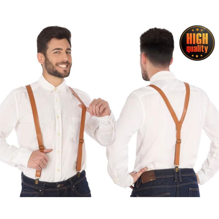 Tirantes marrones efecto cuero para disfraz retro o steampunk