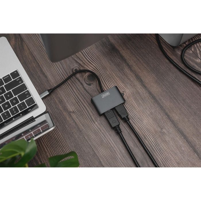 Adapter DIGITUS DP + HDMI Adapter 20cm 4K/30Hz Silber Aluminium Gehäuse 1