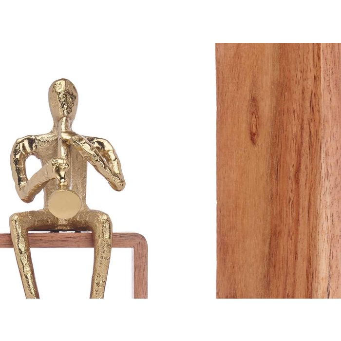 Figura Metal Saxofon Oro Con Soporte Madera Giftdecor 13X27CM (6 Unidades) 2 Figura Metal Saxofon Oro Con Soporte Madera Giftdecor 13X27CM (6 Unidades) 2