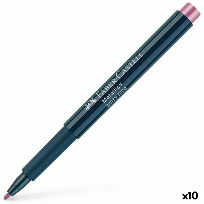 Faber Castell Rotulador Punta de Fibra Metallics Marker Berry Nice (Set de 10) para Papel, Cartón, Vidrio, Plástico, Metal, Piedra (Set de 10)