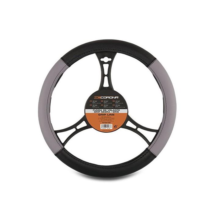 Abc Funda Volante Grip Negro-Gris Universal 1 Pieza 100% Poliéster Fácil Limpieza INT30168 3