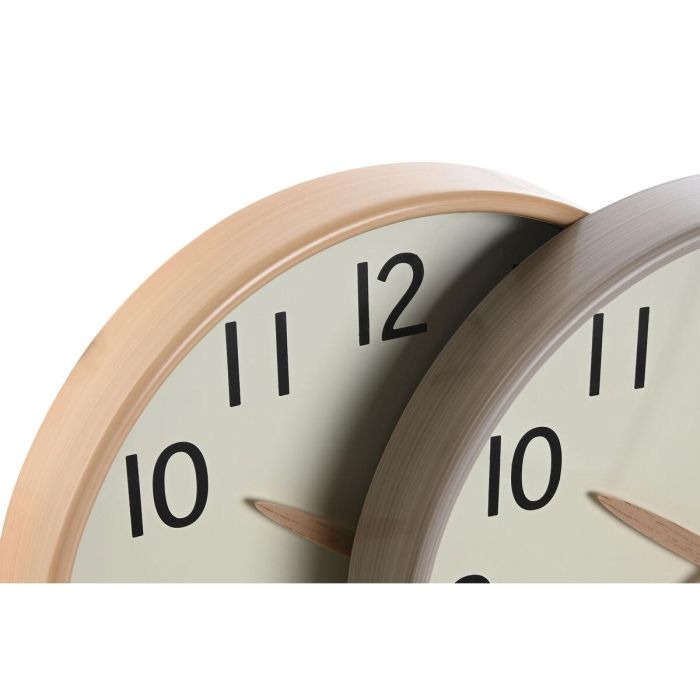 Reloj Pared Basicos DKD Home Decor Natural Beige 4.7 x 30 x 30 cm (2 Unidades) 2 Reloj Pared Basicos DKD Home Decor Natural Beige 4.7 x 30 x 30 cm (2 Unidades) 2