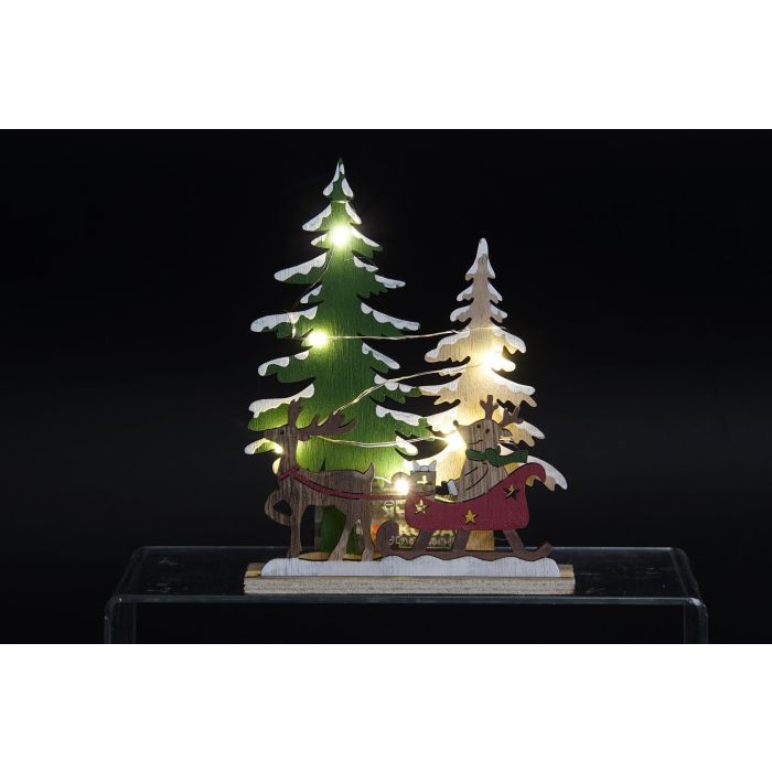 DKD Home Decor Decoración Luminosa Navidad Alpina Bosque, Madera con Luces LED, Rojo Verde Natural, Set 6 Unidades a pilas AA 1 DKD Home Decor Decoración Luminosa Navidad Alpina Bosque, Madera con Luces LED, Rojo Verde Natural, Set 6 Unidades a pilas AA 1
