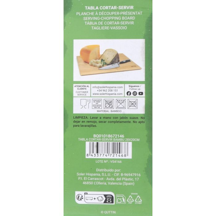 Quttin Tabla para Cortar y Servir de Bambú 28 x 20 cm - Ideal Cocina y Presentación Alimentos (12 Unidades) 6
