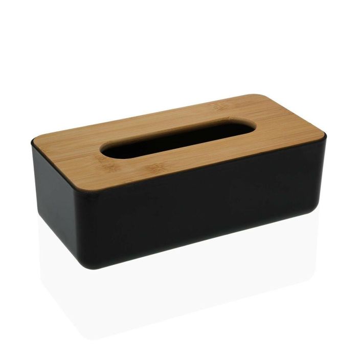 Caja para pañuelos Versa Bambú Polipropileno 13,1 x 8,6 x 26,1 cm Negro