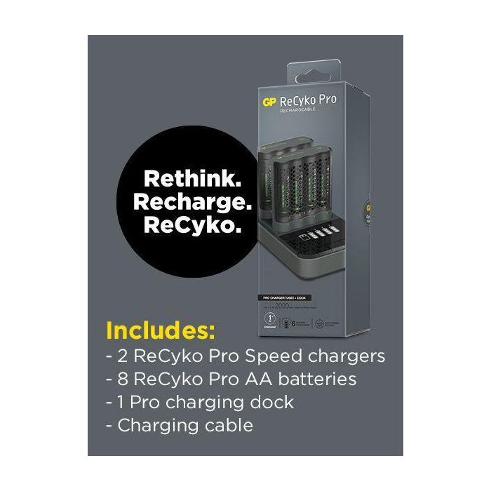 GP ReCyko Pro-Charger Dock incl. 2 x P461 Pro Charger + 8 AA Pro Photoflash Cargador de Baterías 5