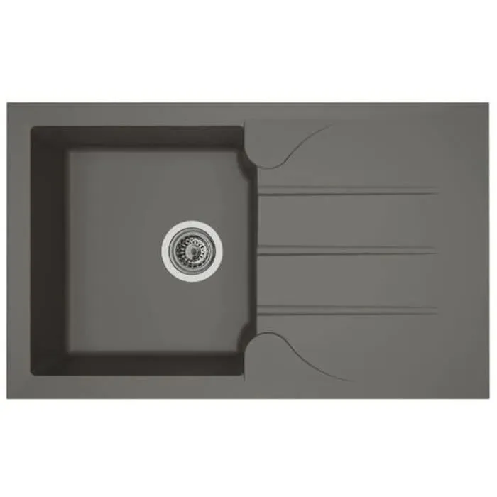 Stradour Fregadero de Cocina Empotrado Aloa Resina 1 Recipiente + 1 Escurridor Gris Hormigón 81 x 50 cm 1