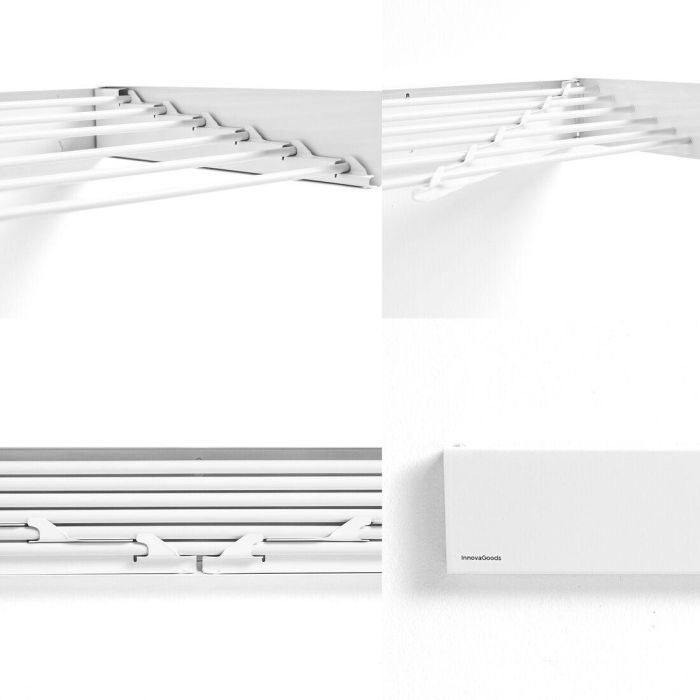 Tendedero de Pared Plegable Extensible Retráctil Dryva 100 InnovaGoods 3 Tendedero de Pared Plegable Extensible Retráctil Dryva 100 InnovaGoods 3