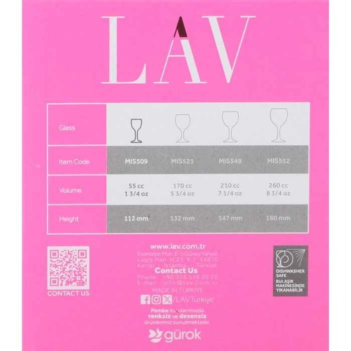 Lav Set 6 Copas Licor Misket 55cc Ø4.5x11.2cm (4 Cajas)