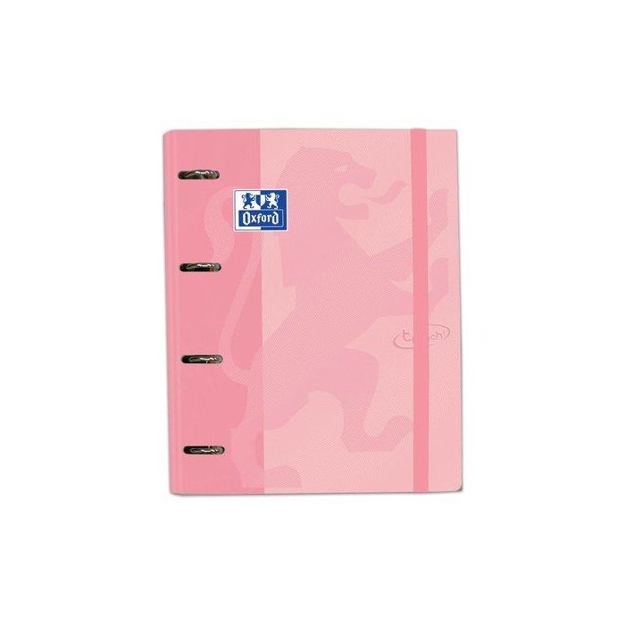 Oxford Carpeta Anillas 4x35 mm Touch Europeanbinder, A4+, 100H, Recambio, T-Extradura, Flamingo Pastel