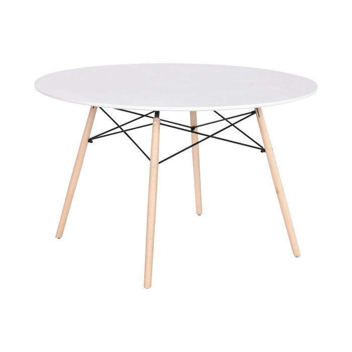 Mesa de Comedor Home ESPRIT Blanco Negro Natural Abedul Madera MDF 120 x 120 x 74 cm 1 Mesa de Comedor Home ESPRIT Blanco Negro Natural Abedul Madera MDF 120 x 120 x 74 cm 1