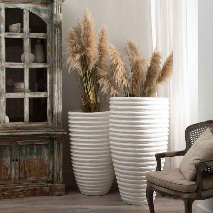 Jarrón Blanco Fibra de Cemento 82 X 82 X 120 cm