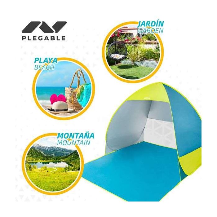 Tienda playa pop up 160x140x110 poliester uv50 color azul/verde 3 Tienda playa pop up 160x140x110 poliester uv50 color azul/verde 3