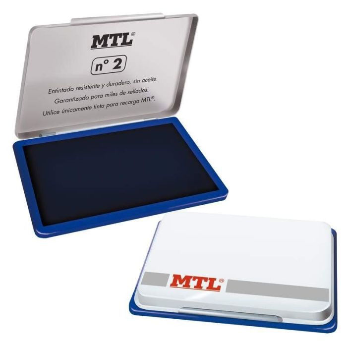 Mtl Tampón Metálico Para Sellado Nº2 122x84x14 mm Con Almohadilla Entintada Azul Mtl Tampón Metálico Para Sellado Nº2 122x84x14 mm Con Almohadilla Entintada Azul