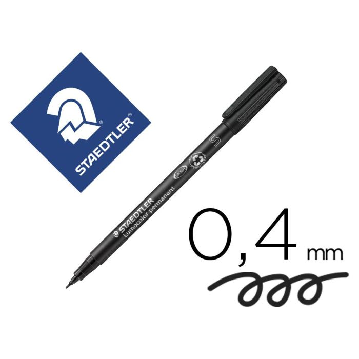 Rotulador Staedtler Lumocolor Retroproyeccion Punta De Fibra Permanente 313-9 Negro Punta Super Fina Redonda 0.4 mm 10 unidades